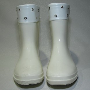  女士雨靴 时尚雨鞋纯白色高筒 秋冬保暖防滑 透明水鞋断码促销
