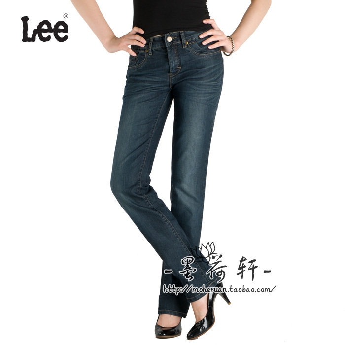 【墨荷轩】<span class=H>Lee</span> 双腰样 细致绣边 女式直筒牛仔裤 L225