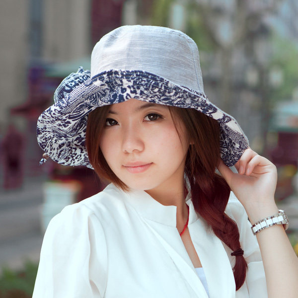 THANTRUE真享MP0133青花瓷 可拆防风带遮阳帽太阳帽女士帽子夏天 价格:49.00