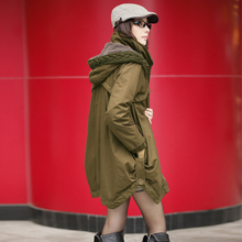 2011新款冬装韩版女装 军绿色加厚棉服 中长款新品大码棉衣女外套
