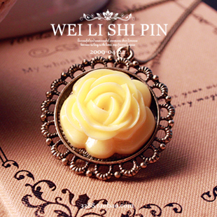  [4049]欧美外贸饰品 复古怀旧 蔷薇 花 项链 长款原价4.2清仓