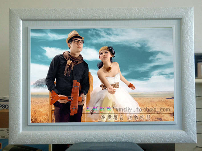 <em>40寸</em>玛奇朵乳白相框 影楼相框 婚纱照相框制作