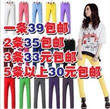 8011#2012 新款 彩色牛仔裤铅笔裤女小脚裤靴裤糖果色