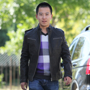  JackJones/杰克琼斯专柜正品 男式绵羊皮短款皮衣10009双色