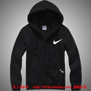  男士nike耐克春秋装外套500g拉抓绒连帽卫衣男拉链开衫