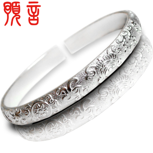  吉祥999纯银手镯 千足银 老银匠手工素银镯子 新年礼品送妈妈女友