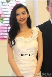 景甜同款连衣裙 真丝缎礼服裙 吊带露肩伴娘礼