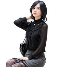 2011秋季新款OL气质高领衬衫女装雪纺长袖雪纺宽松长袖衬衫女