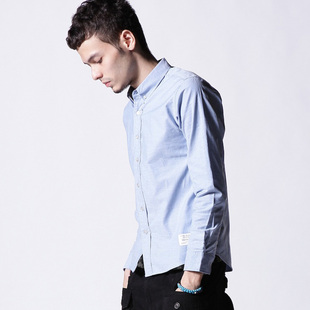  wild bunch秋装新款男士纯棉精品修身牛津纺长袖衬衫男衬衣潮