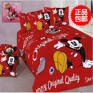  ②特价正品迪士尼 大红色四件套米奇单人床单三件套1768 新年节日