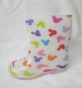  白花米奇 时尚儿童雨鞋雨靴 透明水晶宝宝小童雨鞋雨靴水鞋  女