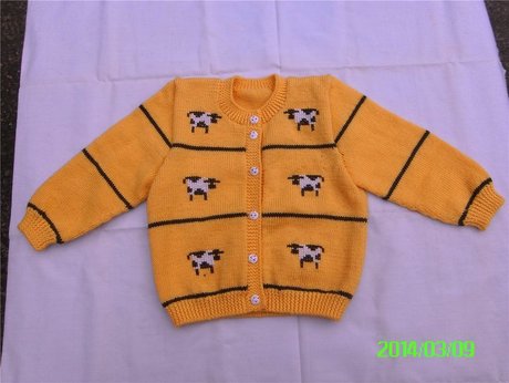 纯手工<em>编织1</em>-<em>2岁</em>儿童<em>毛衣</em>小奶牛图案<em>婴儿毛衣</em>