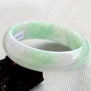  珍稀缘 老坑翡翠手镯A货 限量淡绿紫罗兰飘花圆玉镯子 正品带证书