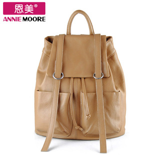  双肩包女真皮女包新款牛皮背囊 日系韩版学院风背包恩美正品