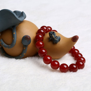  正品天然5A级红玛瑙手链 手珠 本命年必备 养生水晶 活血化瘀