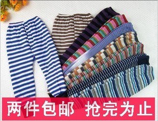  外贸彩条纹纯棉全棉内胆冬棉裤儿童宝宝加厚保暖满档开裆裤子夹棉