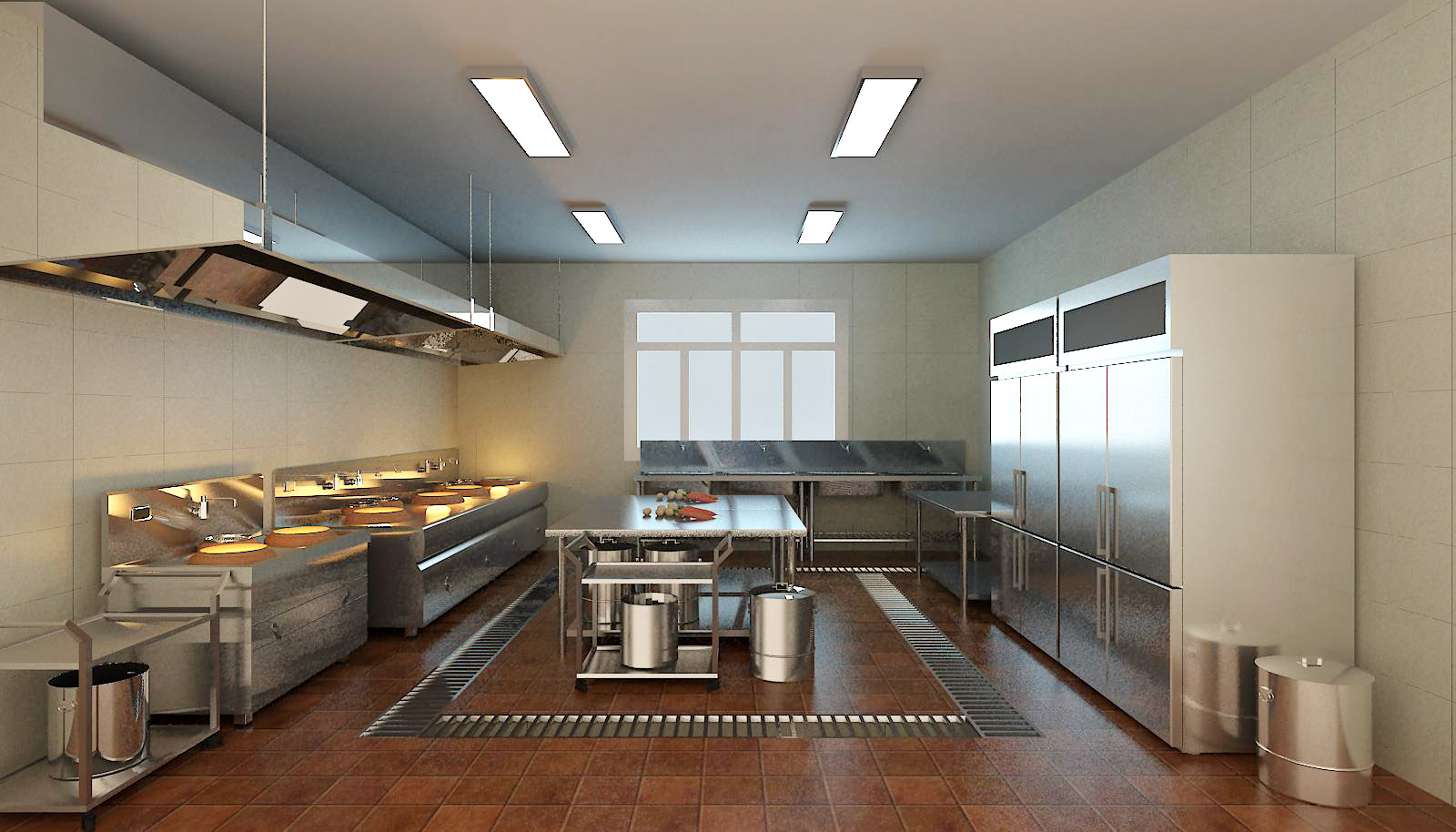酒店后厨设备3D模型灶台设备模型 厨房厨具效果图图纸