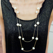 正品打折包邮 韩国饰品 珍珠<em>毛衣链长款</em>百搭韩