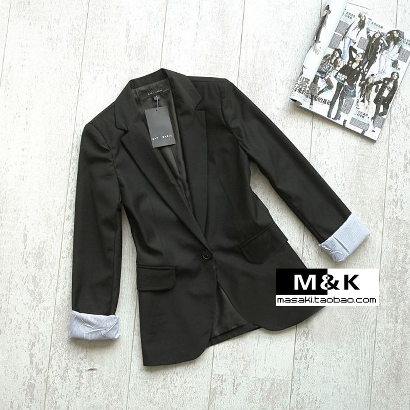2012韩版春装新品长袖收腰修身一粒扣<span class=H>休闲</span>翻袖小西服西装<span class=H>外套</span><span class=H>女士</span>