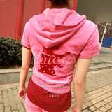 2012春夏新品 女装天鹅绒刺绣大狗狗短袖短裤休闲运动套装-W03