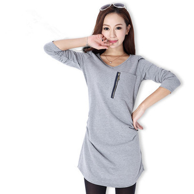 上下架计划:包邮 2014长袖中长款女式打底衫潮流时尚韩版修身女装学院风T恤衫