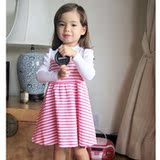 新款春秋季女童长袖连衣裙 泡泡袖公主裙 法国童裙 条纹立领 F307