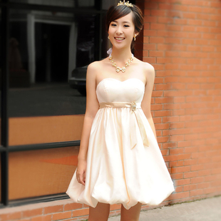 Small dress champagne color wedding Angel culvert genuine Korea small Palace gown dress LF127