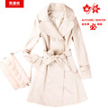 qiustyle2012新款春装OL气质 百搭翻领双排扣女 修身风衣外套200