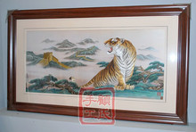 95*165精细风景，虎啸长城刺绣精品，顾氏手工刺绣画