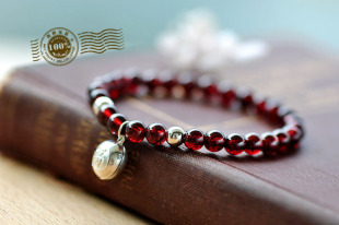  [特]原创 绯红的夏 925纯银石榴石手链/手串 紫红石榴石 女款手链