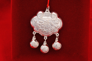  精品宝宝银饰990千足银宝宝长命锁 银锁 银锁福-长命富贵