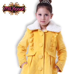  淘金币 米卡酷 童装女童大衣呢子加棉加厚外套儿童冬装年服韩