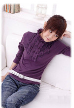 2012新款春装韩达雅大码女装韩版日系荷叶领长袖打底衫