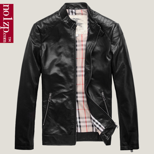 burberry/巴宝莉正品男装外套 机车修身夹克 进口绵羊皮真皮皮衣