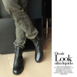  韩版英伦男式靴子 男靴子 时尚靴潮流短靴 皮靴 男牛仔靴 工装