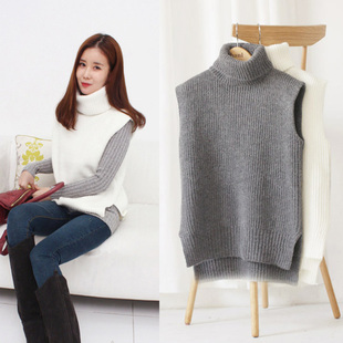 淘宝网韩国兔毛高领<em>背心毛衣</em>女<em>韩版</em>套头针织衫