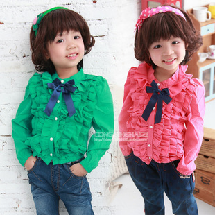  女童新款春装儿童童装 女韩版甜美淑女长袖衬衣衬衫2701