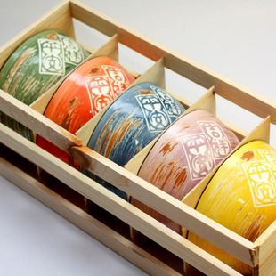 Ceramic household items hand-made ceramic art of Jingdezhen colored bowls tableware set-day and  wind series
