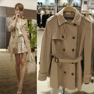 2011秋装 女装Zara专柜699款同款双排扣风衣外套 修身AYUKI风衣