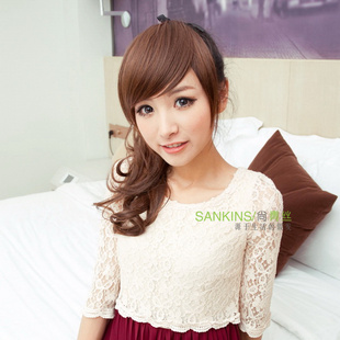 Double button fringe black hair wig fringe really making slanting fringe-sweet