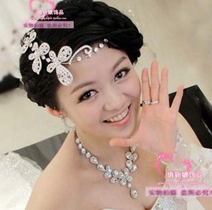  满包邮 新娘弯曲飞舞蝴蝶造型 发饰 结婚礼服饰品头饰 锆石三件套