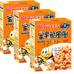  包邮进口家乐氏蜜果脆圈圈杏仁蜂蜜麦圈250g*3盒装 即食营养早餐