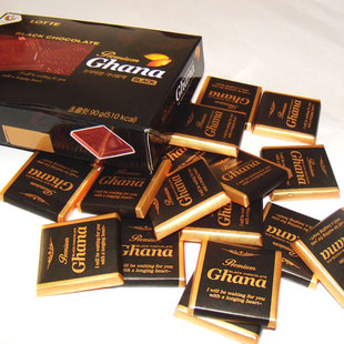  特价韩国进口食品 超值乐天加纳GHANA纯黑巧克力 口味浓郁90g18枚