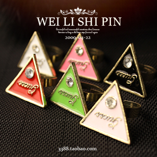  [1181]欧美外贸饰品  GUESS滴油三角闪钻戒指 指环 原价2.8 清仓