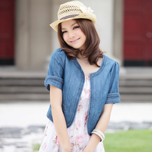 新品Q2012大码女装2012夏装新款经典百搭麻花辫短款牛仔外套