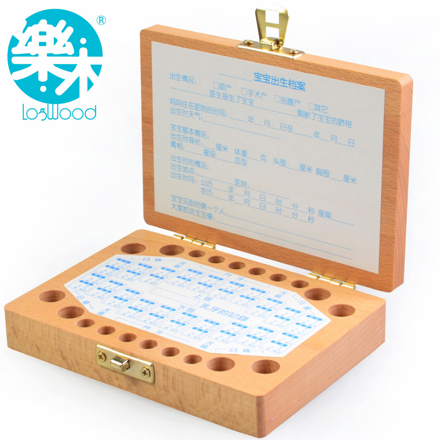 International Children ' s Day gift wooden Baby Keepsake lanugo deciduous wood patented products save boxes