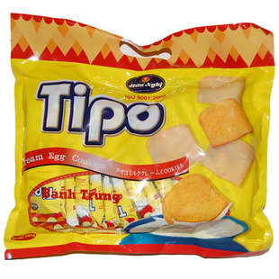  江浙沪4袋包邮零食 正宗越南进口零食Tipo鸡蛋奶油味面包干 300g