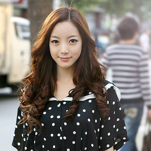 Special simulation of high temperature wire hair piece wig piece slightly curly hair grows in reflective clamp
