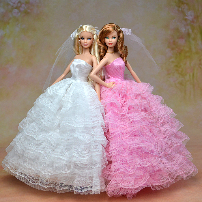 芭比娃娃衣服 裙子 适合barbie可儿娃娃婚纱礼服 大裙 10件包邮