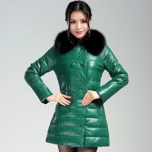  MAIDEAR 海宁特价 真皮皮衣女 狐狸毛领 绵羊皮真皮羽绒服女A245